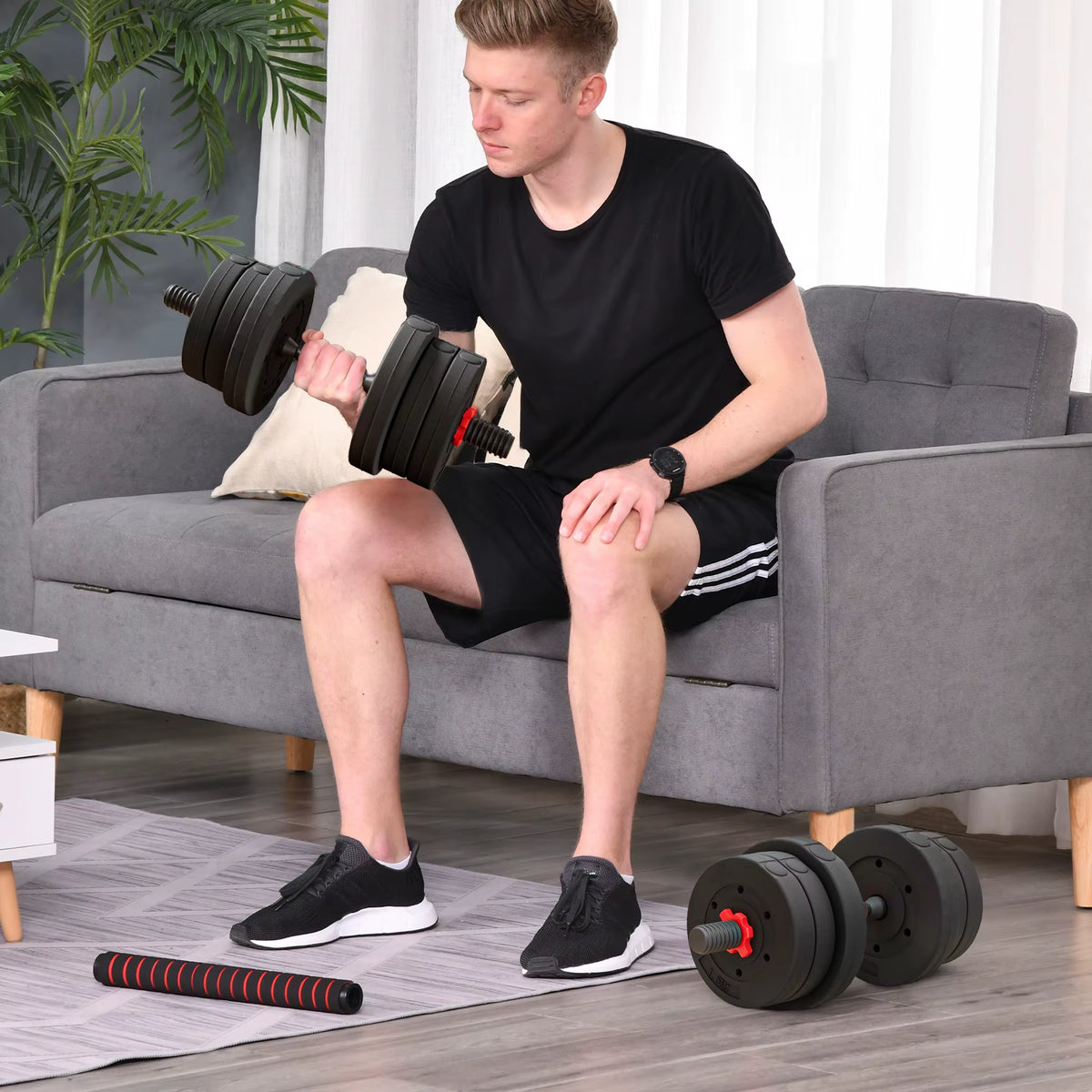 SEDOL 20kg Adjustable Dumbbells Set 2 in 1 Barbell Weights for Home Gym Lifting Training Strength Building Equipment Bodybuilding Workout for Men Women