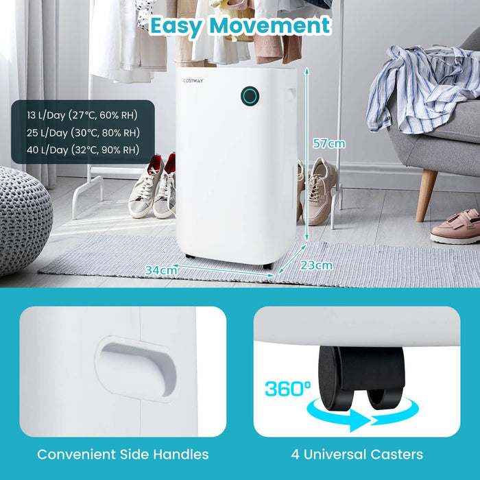 40 L/Day Dehumidifier – 5 Modes, 2 Speeds & Smart Touch Control