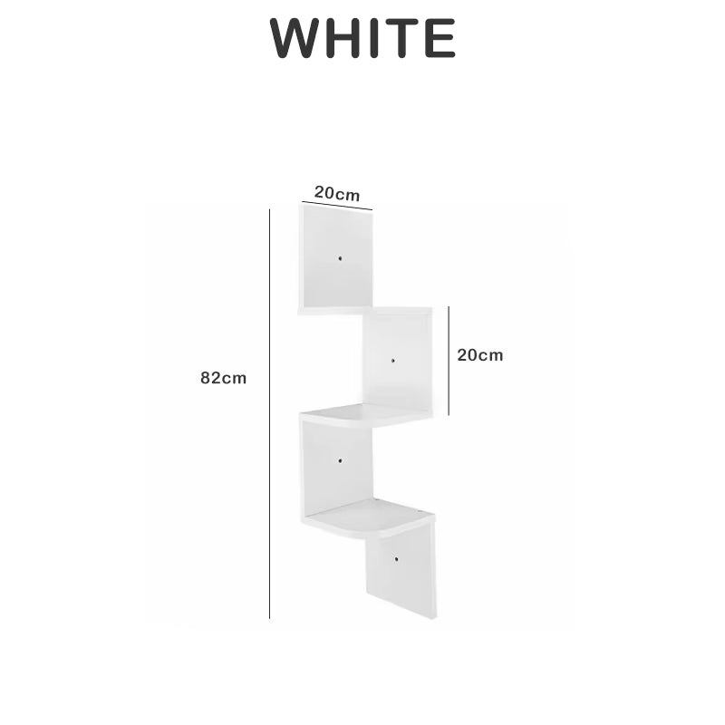 SEDOL Floating Corner Shelf Modern 3 and 5 Tier Wall Mounted Bookshelf Wooden Zigzag Storage Organizer for Bedroom Living Room Kitchen Display Wall Decor
