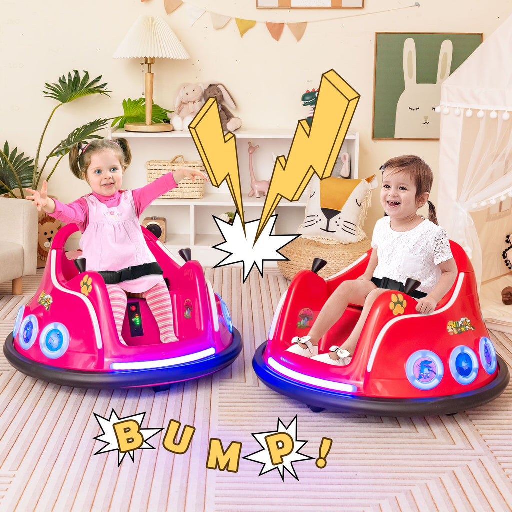 SEDOL 12V High-Performance Kids Bumper Car with 360° Rotation Parental Remote Control Wireless Bluetooth Audio and LED Light Show – 30kg Capacity