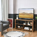 3-Tier Rustic TV Stand with Open Shelves and Cable Management