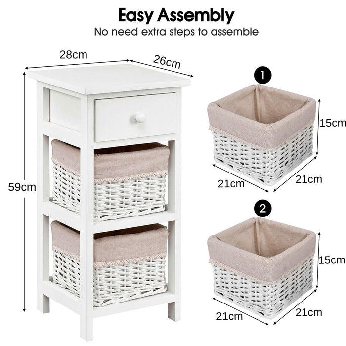 Bedside Table Made of Paulownia Wood in Country House Style