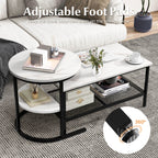Set of 2 Nesting Coffee Table with Extra Storage Shelf