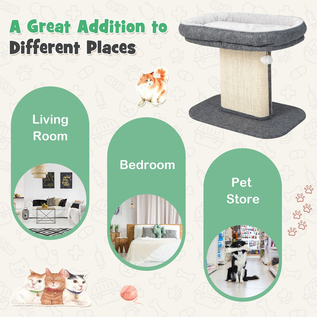 2-Tier Cat Tree with Sleeping Perch Sisal Scratching Plate and Ball