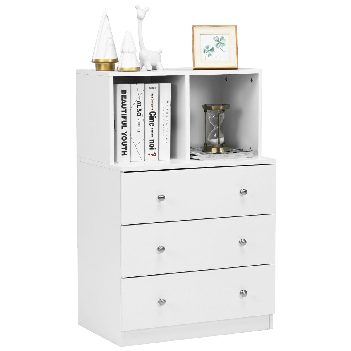 3-Drawer Dresser with 2 Open Compartments for Living Room Bedroom