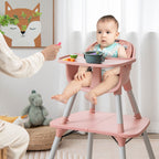 SEDOL 5-in-1 Convertible Baby High Chair & Independent Play Table Set with 5-Point Safety Harness 2-Position Removable Tray and Waterproof Easy-Clean Cushion