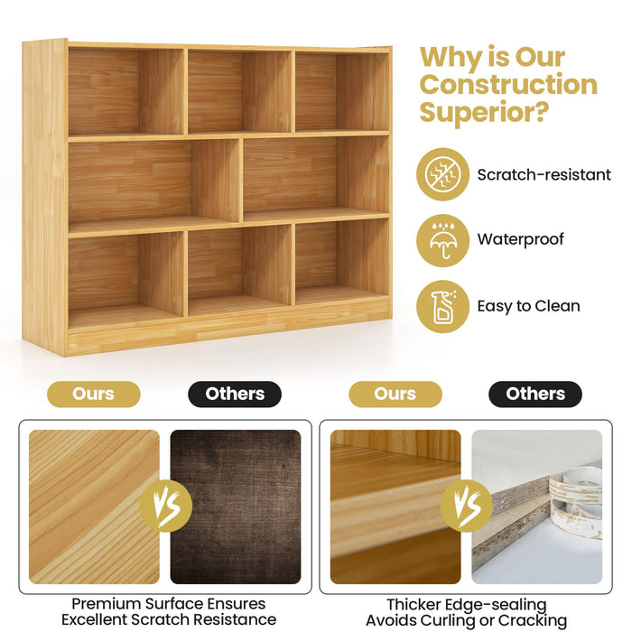 3-Tier Wooden Cube Bookcase with 8 Compartments