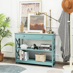 3-Tier Console Table with 1 Drawer and 2 Storage Shelves