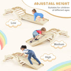 3-in-1 Wooden Climber Arch with Ramp & Rocker – Indoor Toddler Playset