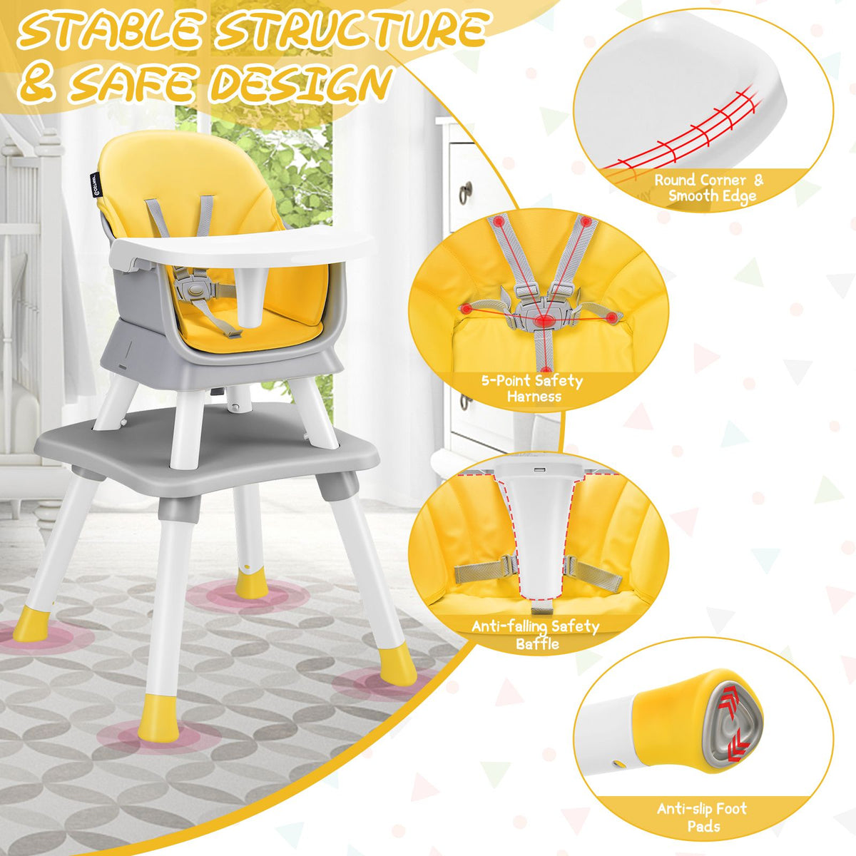 SEDOL 6-in-1 Ultimate Baby-to-Toddler High Chair & Activity Station with Building Block Tabletop Parental Booster Seat and Waterproof PU Leather Cushion – 25kg Capacity