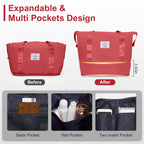 4-Piece Luggage Set with Handbags & Toiletry Kit – Durable Hard Shell Suitcases 18"/20"/24"/28" with Spinner Wheels, Travel Tote & Wash Bag – Red