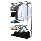 64" Portable Wardrobe – Foldable Clothes Storage Closet with Shelves & Hanging Rail (Grey)