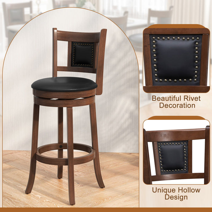 65/74 Cm Swivel Bar Stool Set of 2 with Curved Backrest