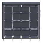67" Portable Clothes Wardrobe – 12-Shelf Fabric Closet Organiser (Grey)