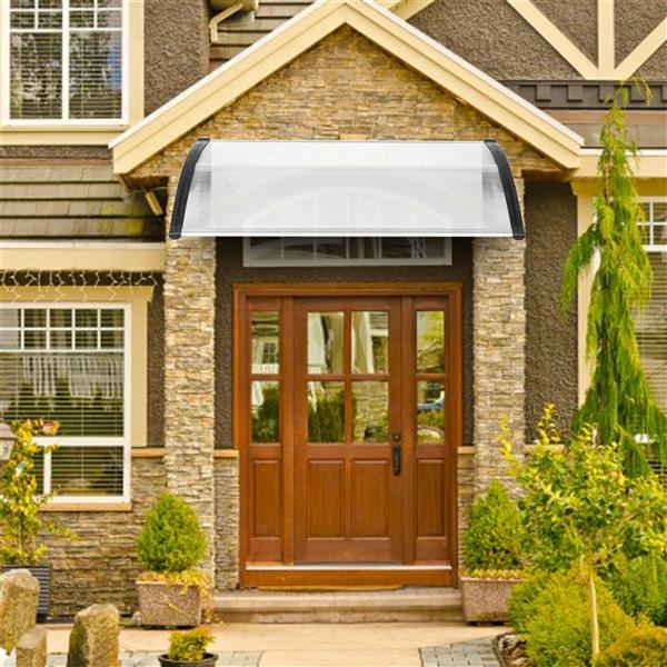 120x80cm Door Canopy – Outdoor Rain Cover Awning for Front Door, Window or Patio (White/Black)