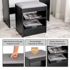 Modern Dressing Table Set with LED Lights Mirror and Drawer