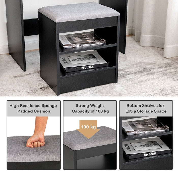 Modern Dressing Table Set with LED Lights Mirror and Drawer