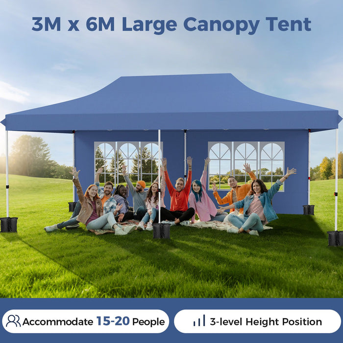 Pop-Up Canopy Gazebo Tent with 6 Removable Sidewalls & Carry Bag