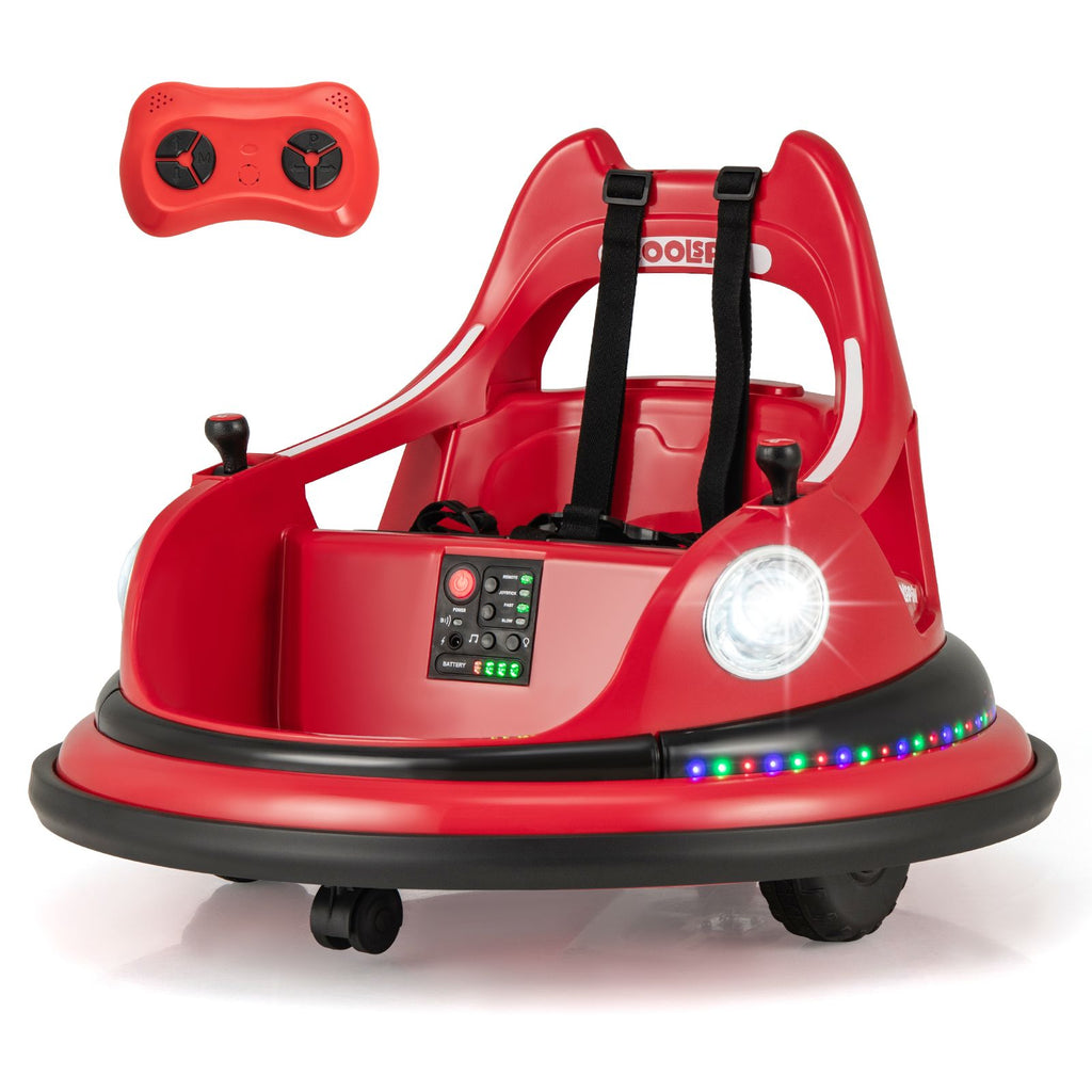 SEDOL 12V High-Performance Kids Bumper Car with 5-Point Safety Harness 360° Zero-Turn Dual Joysticks and 5-Mode LED Light Show – 12V Powered for Ages 3+