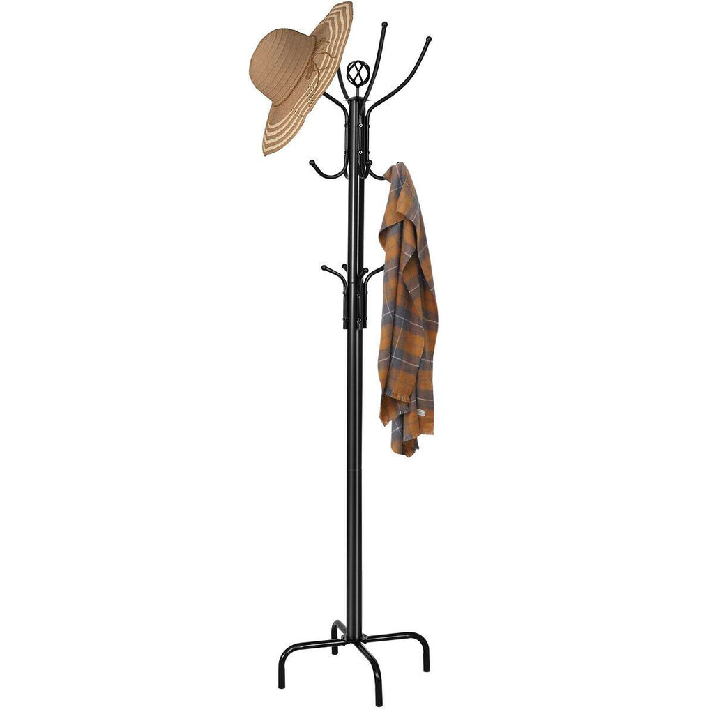 Modern Freestanding Metal Coat Stand with 12 Hooks