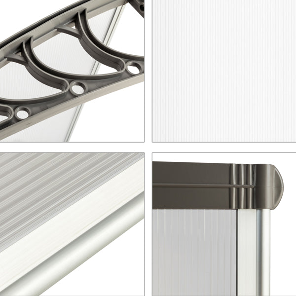 120x80cm Door Canopy – Outdoor Rain Cover Awning for Front Door, Window or Patio (White/Grey)