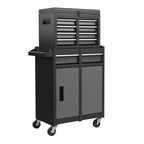 High-Capacity Rolling Tool Cabinet – Lockable Wheels, Metal 2‑in‑1 Chest & Base