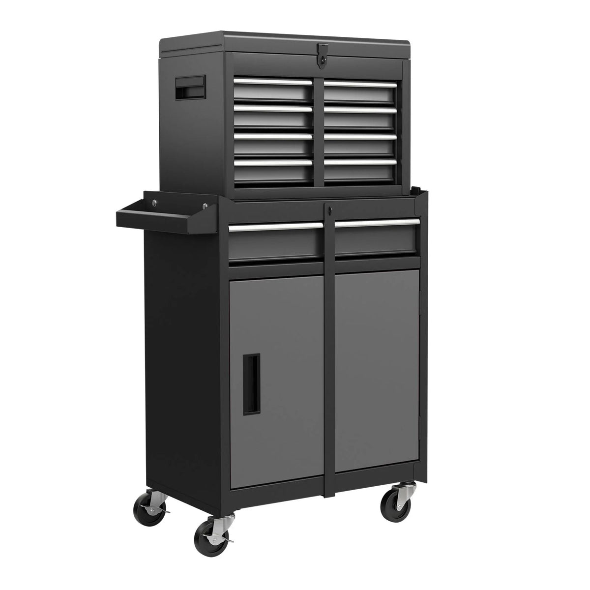 High-Capacity Rolling Tool Cabinet – Lockable Wheels, Metal 2‑in‑1 Chest & Base
