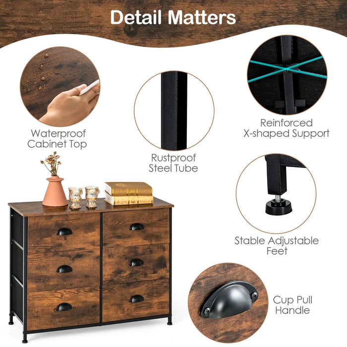 Dresser with 6 Foldable Fabric Drawers Living Room Bedroom