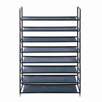 10-Tier Shoe Rack – Extra Large 100cm Fabric Shoe Storage Organiser with Steel Frame & Dustproof Cover (Black)