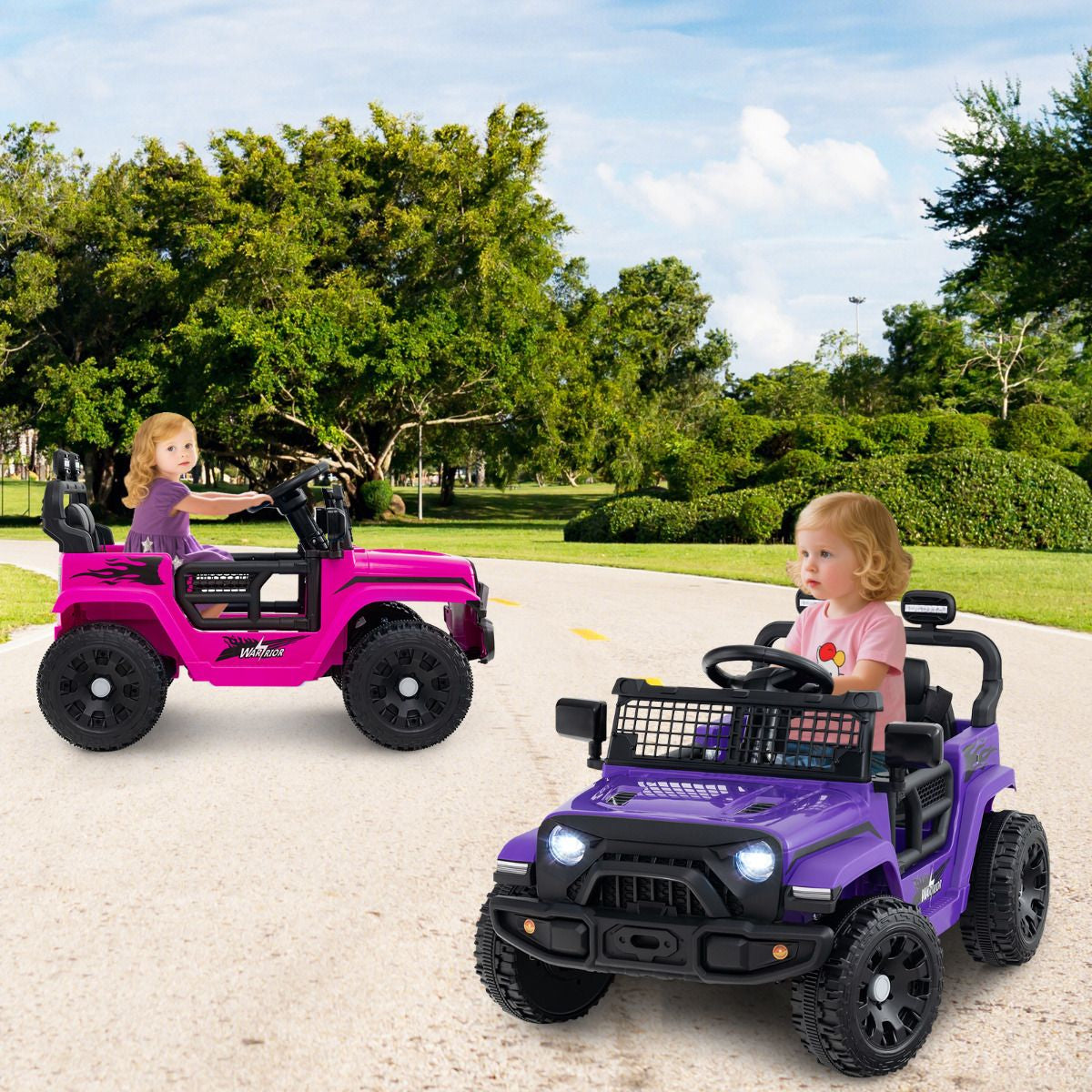 SEDOL 12V Electric Ride-On Truck for Kids with Parental Remote Control Dual 25W Motors All-Terrain Shock Absorbers LED Headlights and Soft-Start Safety System