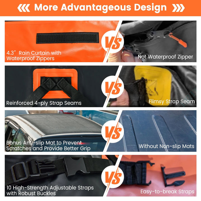 Waterproof Rooftop Luggage Bag with Non-Slip Mat and 6 Door Hooks