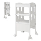 SEDOL Folding Montessori Learning Tower for Toddlers Space-Saving Height Adjustable Kitchen Helper Stool with Safety Latches and Full-Surround Guardrails