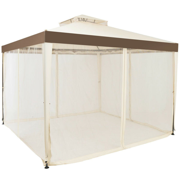 10x10ft Double-Tier Garden Gazebo with Vented Roof