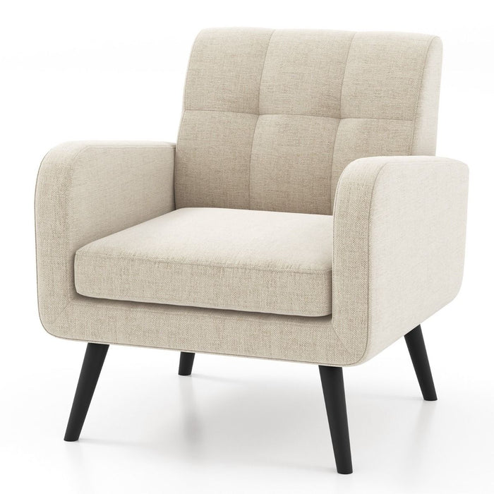 Mid-Century Modern Upholstered Accent Chair with Rubber Wood Legs