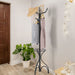 Modern Freestanding Metal Coat Stand with 12 Hooks
