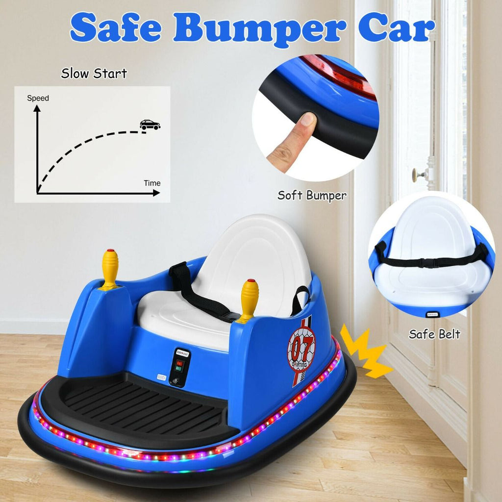 SEDOL Kids 6V Electric Bumper Car for Toddlers 360° Zero-Turn Waltz Car with Parental Remote Control Wall-Safe Rubber Bumper and Flashing LED Light Show