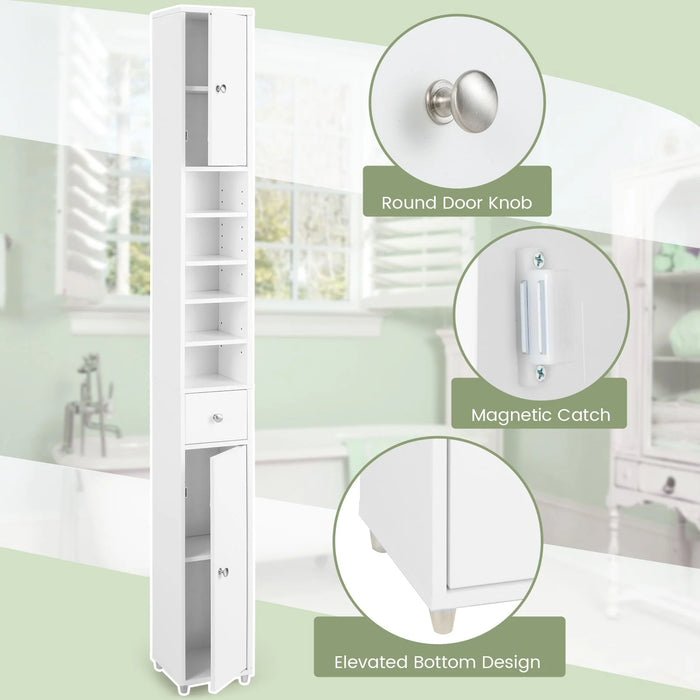 180CM Tall Freestanding Bathroom Cabinet with 2 Doors and 1 Drawer