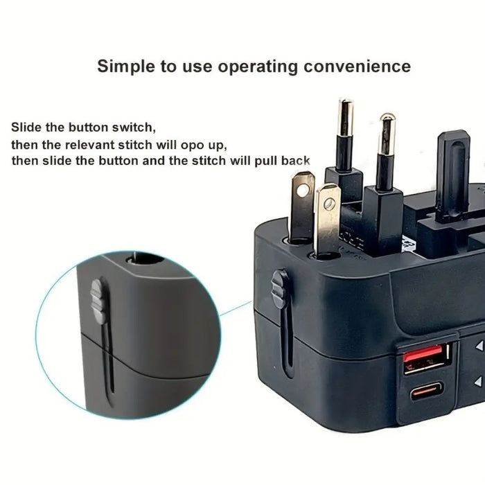 Universal Travel Adapter – Multifunction Converter with USB & Type-C Ports