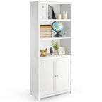 Wooden Tall Bookcase with 3-Tier Storage Cabinet