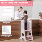 SEDOL 3-in-1 Montessori Learning Tower with Double-Sided Chalkboard & Whiteboard – Height-Adjustable Kitchen Helper Stool with Safety Rails and Anti-Tip Base
