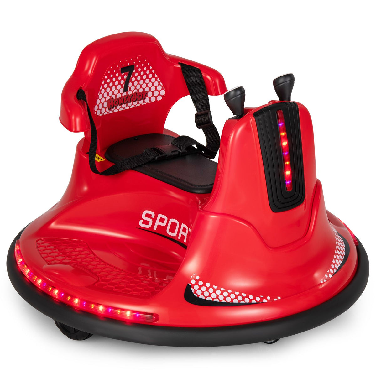 SEDOL 12V High-Performance Kids Bumper Car with 360° Zero-Turn Dual Joysticks Parental Remote Control LED Surround Lighting and Integrated USB/Story Hub