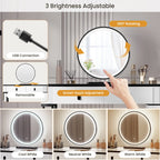 SEDOL Dressing Table with LED Lighted Mirror and Stool Set Modern Vanity Makeup Desk with 5 Drawers Flexible Assembly Bedroom Cosmetic Station White and Black