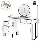 SEDOL Dressing Table with LED Lighted Mirror and Stool Set Modern Vanity Makeup Desk with 5 Drawers Flexible Assembly Bedroom Cosmetic Station White and Black