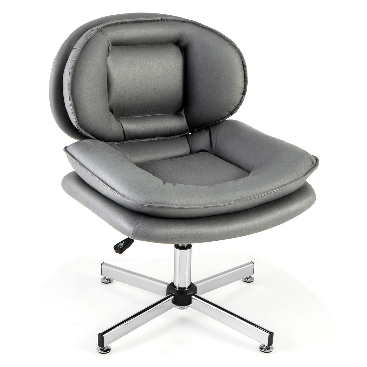 SEDOL Armless Office Chair with Double-Padded Cloud Cushioning | 60cm Extra-Wide Swivel Task Chair | Heavy-Duty 150KG Capacity Criss-Cross Metal Base | Breathable Leathaire Fabric