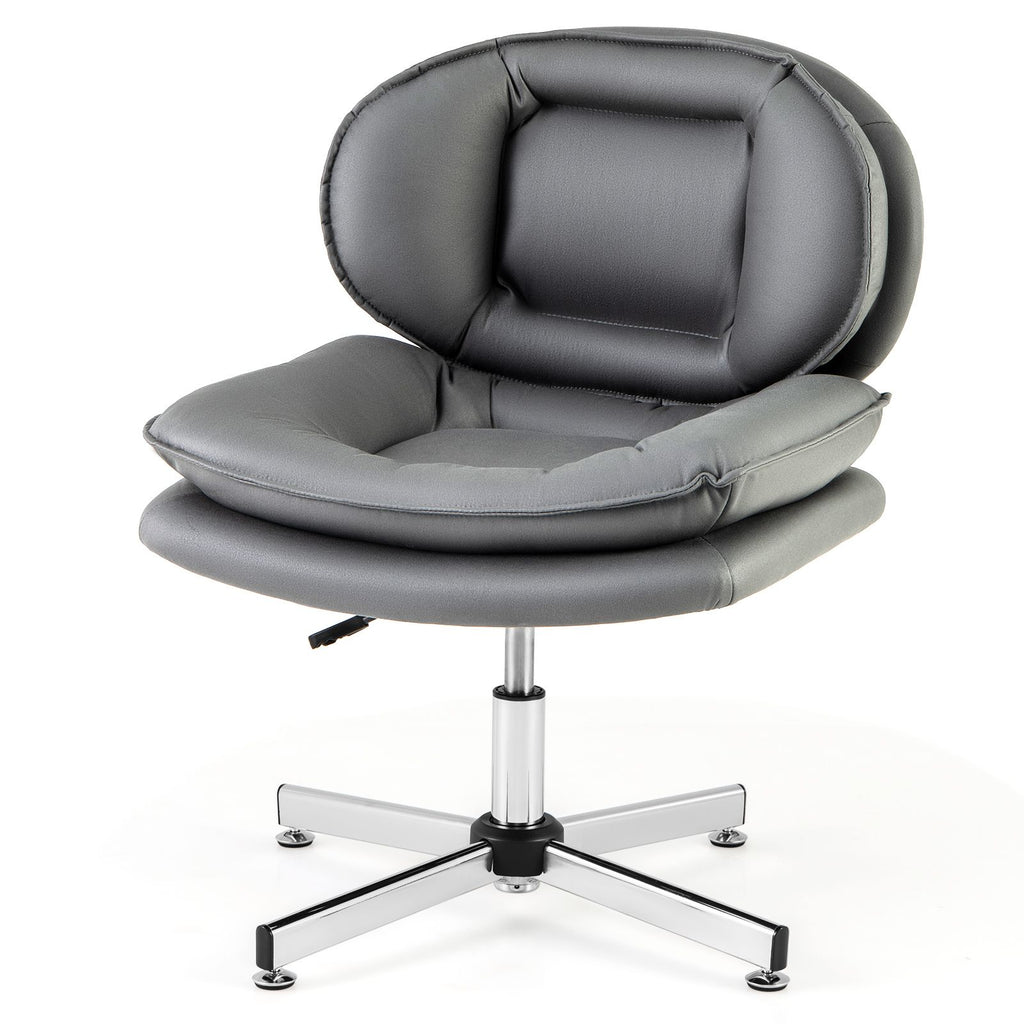 SEDOL Armless Office Chair with Double-Padded Cloud Cushioning | 60cm Extra-Wide Swivel Task Chair | Heavy-Duty 150KG Capacity Criss-Cross Metal Base | Breathable Leathaire Fabric
