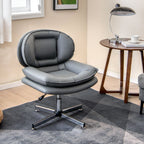 SEDOL Armless Office Chair with Double-Padded Cloud Cushioning | 60cm Extra-Wide Swivel Task Chair | Heavy-Duty 150KG Capacity Criss-Cross Metal Base | Breathable Leathaire Fabric