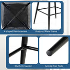 SEDOL Set of 2 Luxury Velvet Bar Stools with Diamond Tufted Back and Tapered Metal Legs
