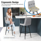 SEDOL Set of 2 Luxury Velvet Bar Stools with Diamond Tufted Back and Tapered Metal Legs