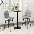 SEDOL Set of 2 Luxury Velvet Bar Stools with Diamond Tufted Back and Tapered Metal Legs