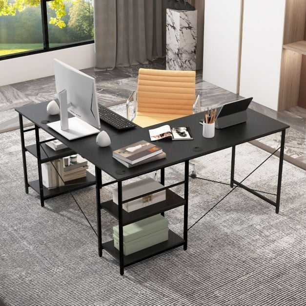 SEDOL 2-in-1 Industrial L-Shaped Desk Transformable 2-Person Double Workstation